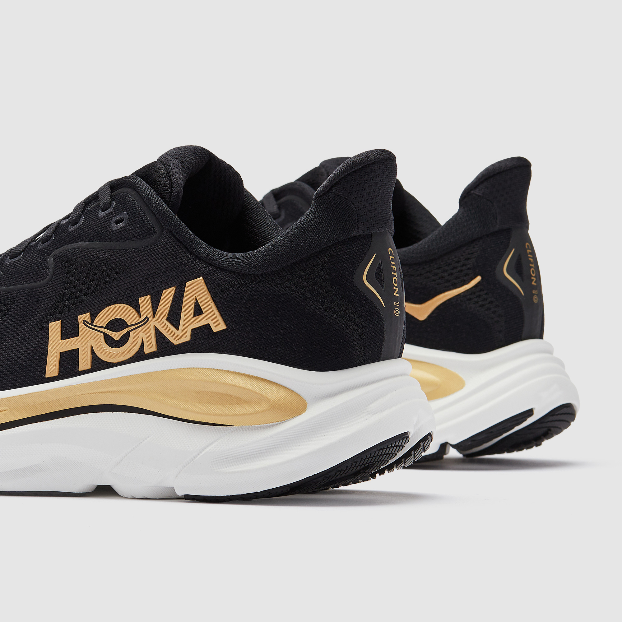 Size 7,5 Men\'s. Hoka Clifton 10 Black with Gold Accent Performance Running Shoes Clifton 10 Men main image 3