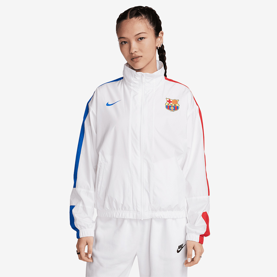 Nike Fc Barcelona 23 24 Womens Nsw Essiental Gx Jacket White
