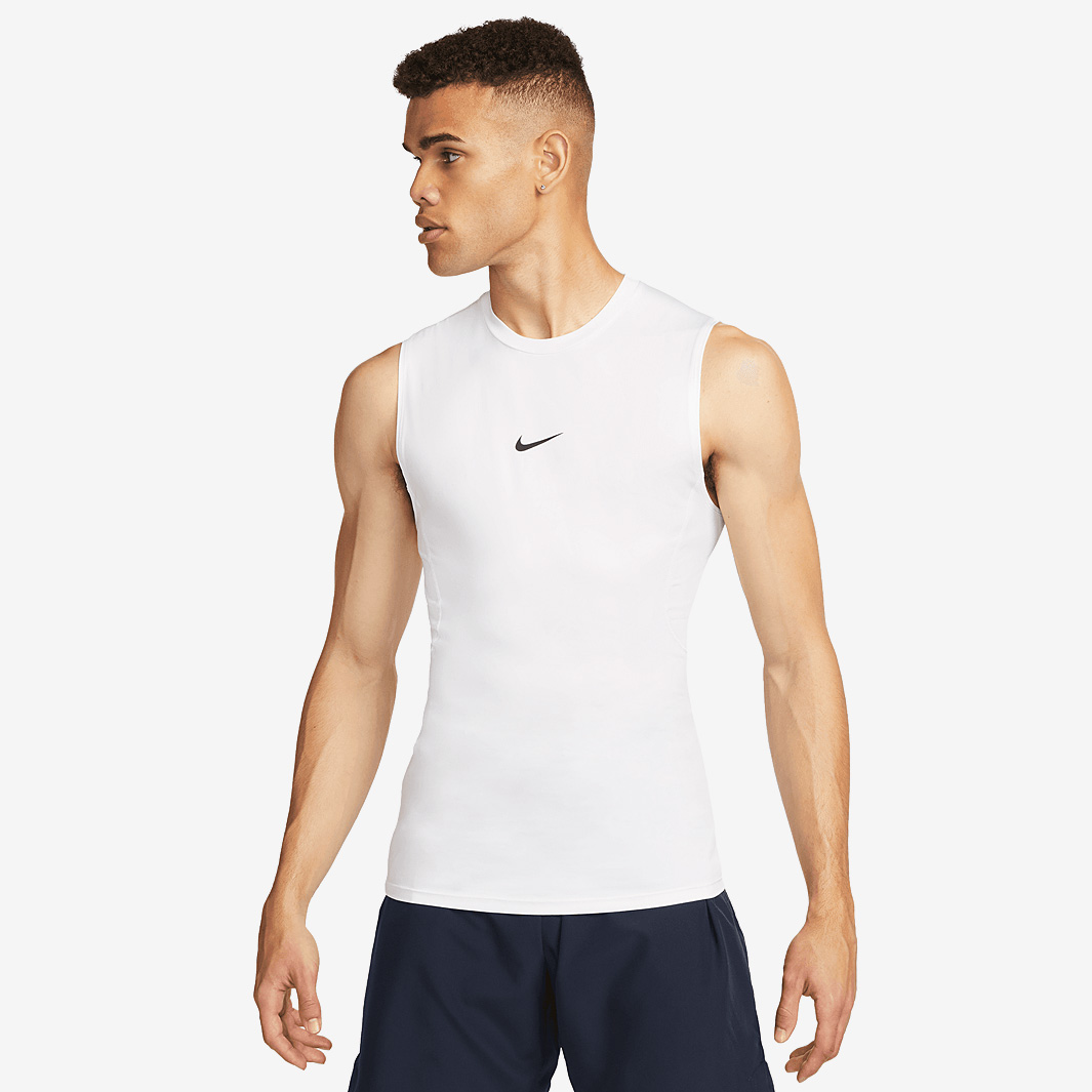 Nike Pro Dri Fit Tight Sleeveless Fitness Top Black White