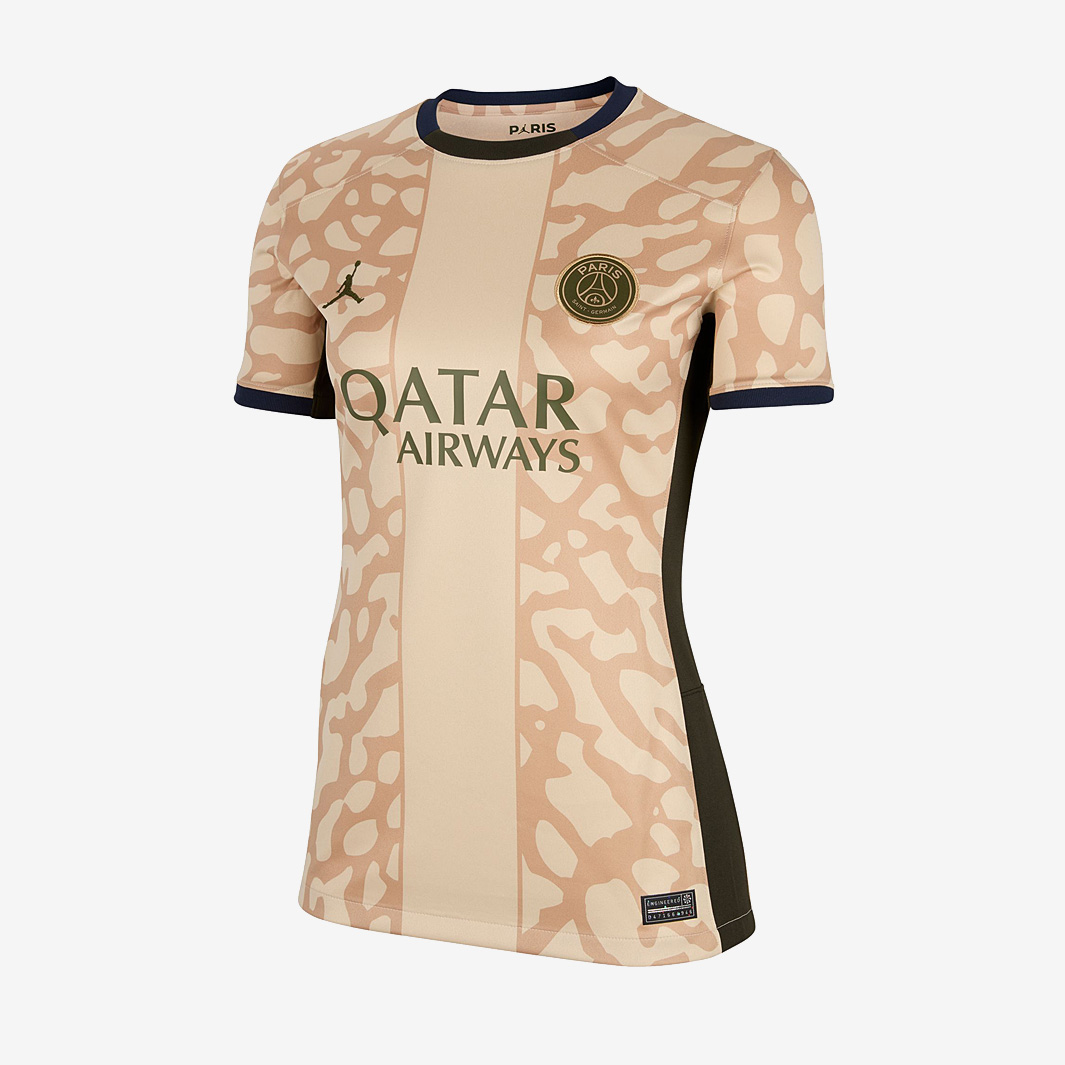Jordan X Paris Saint Germain 23 24 Womens 4Th Dri Fit Stadium Ss Shirt Brown