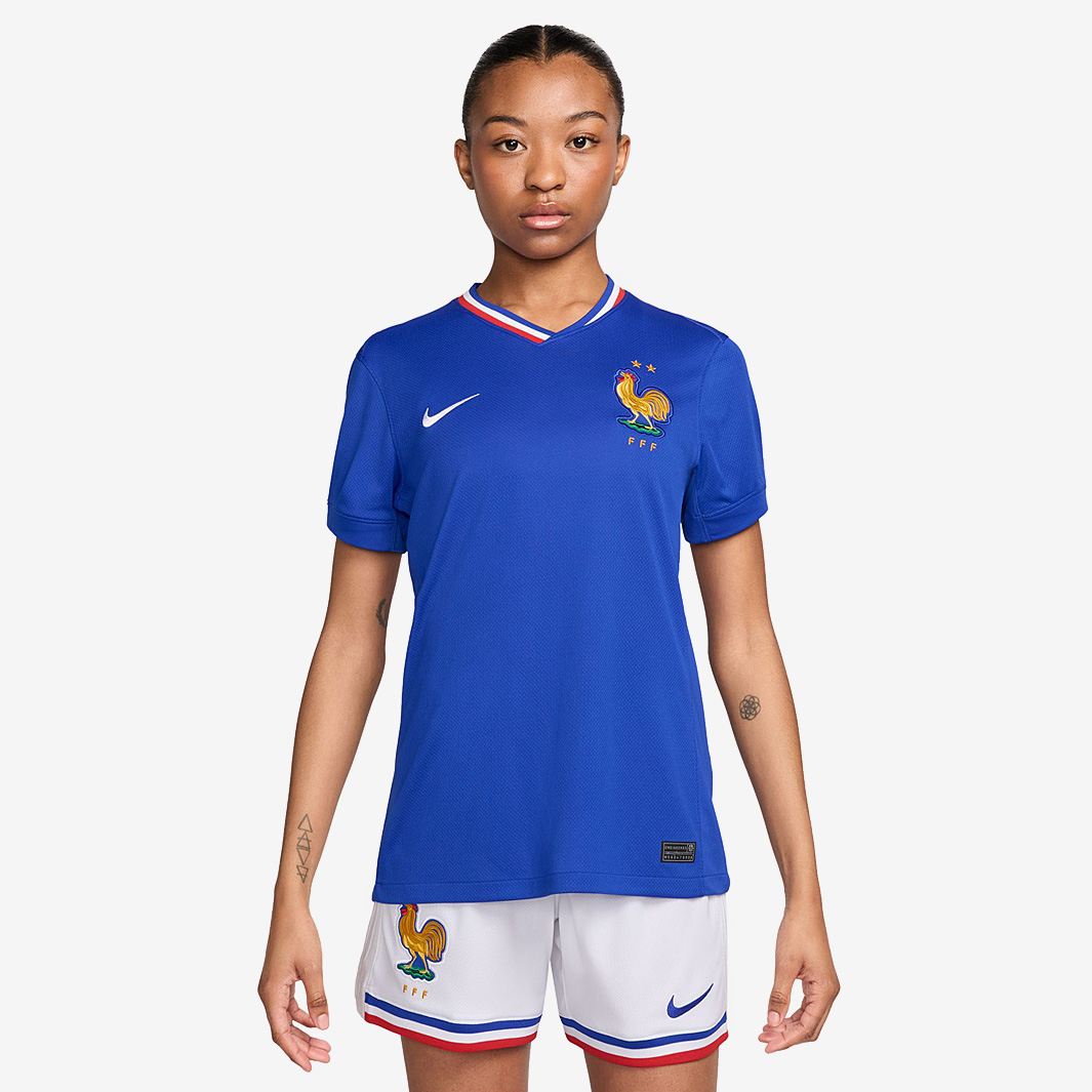 Nike France 2024 Womens Dri Fit Stadium Ss Home Shirt Blue