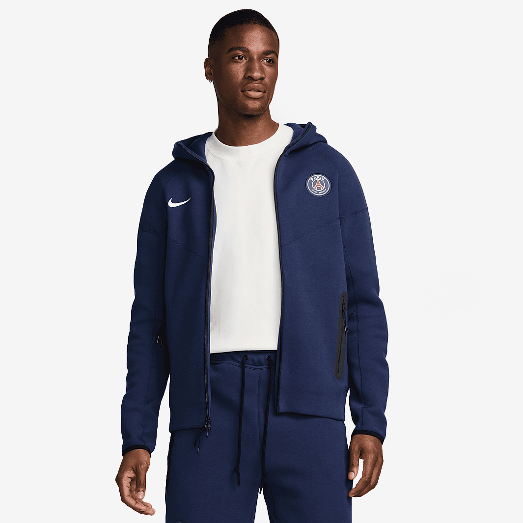Nike Paris Saint Germain 24 25 Tech Fleece Fz Hoodie Navy