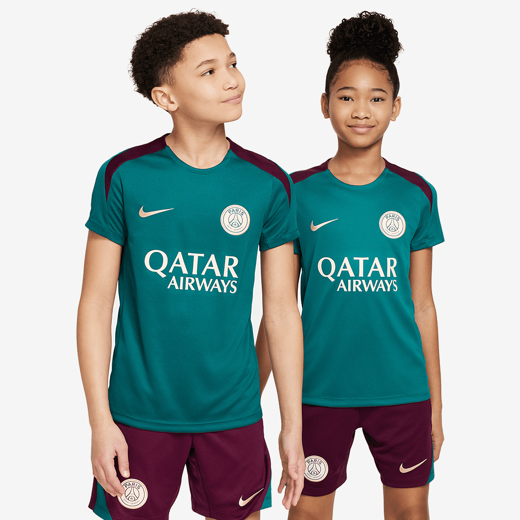 Nike Paris Saint Germain 24 25 Kids Dri Fit Strike Ss Top Teal