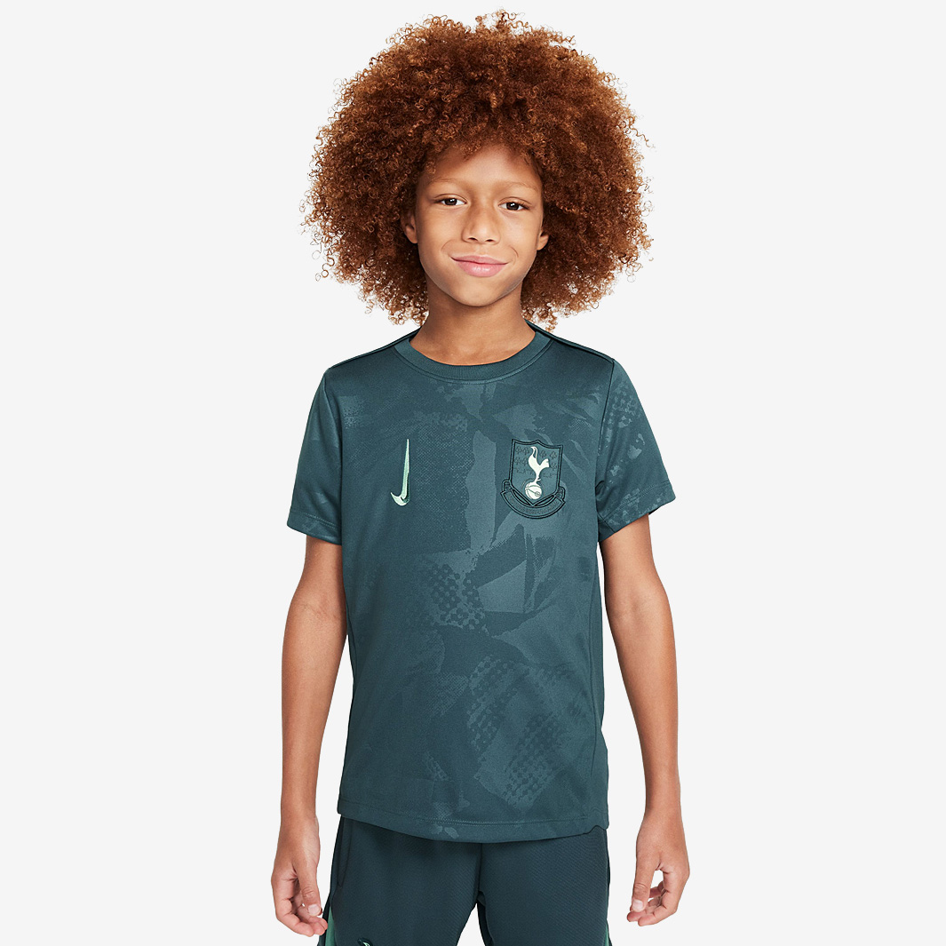 Nike Tottenham Hotspur 24 25 Kids Dri Fit Academy Pro Ss Pre Match Third Top Green