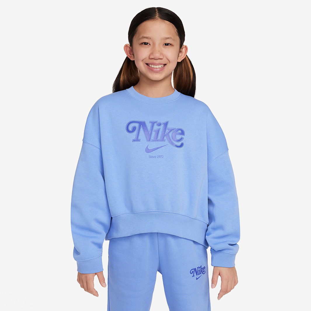 Nike Sportswear Older Kids Trend Fleece Crop Crew Top Blue