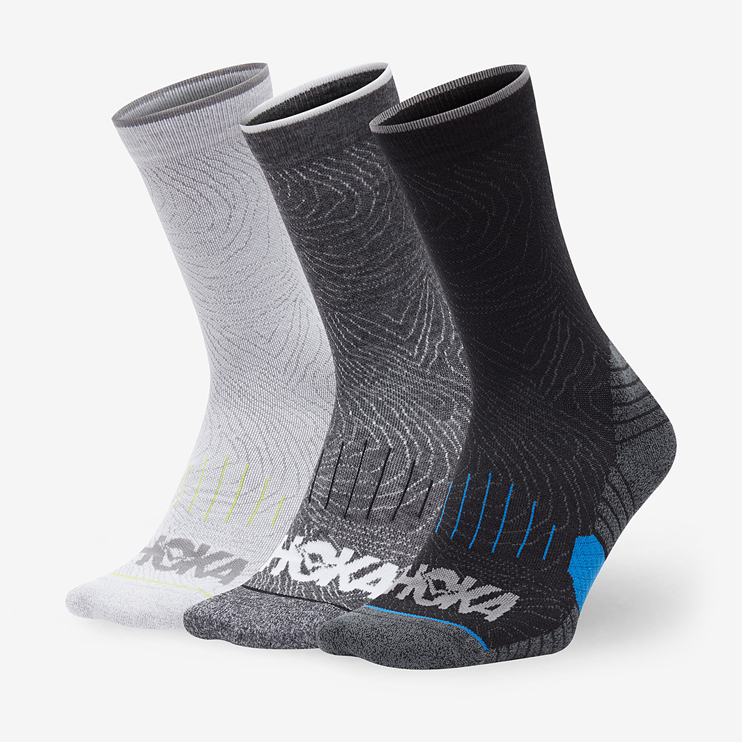 Hoka Crew Run 3 Pack Socks Black