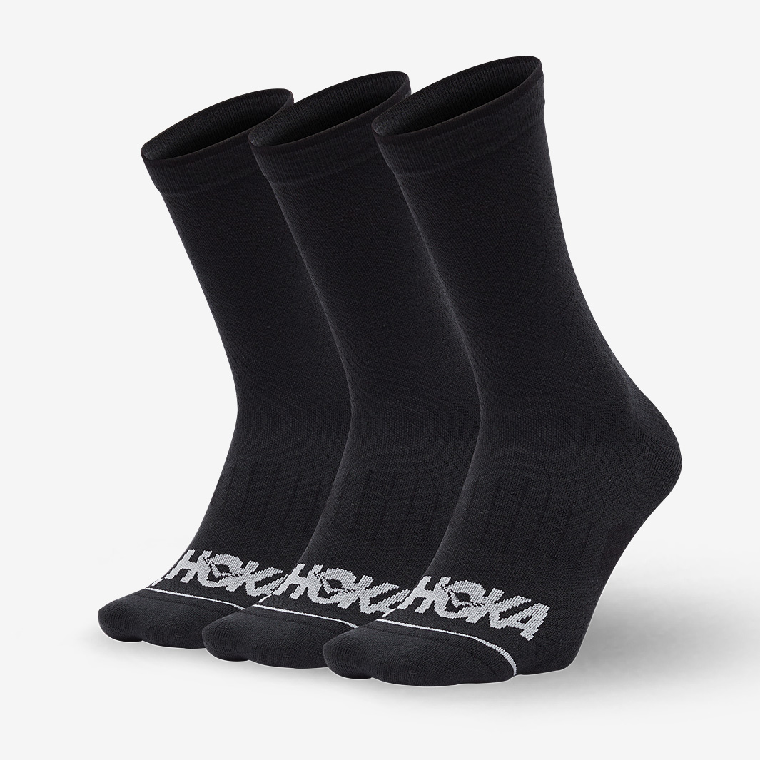 Hoka Crew Run 3 Pack Socks Black