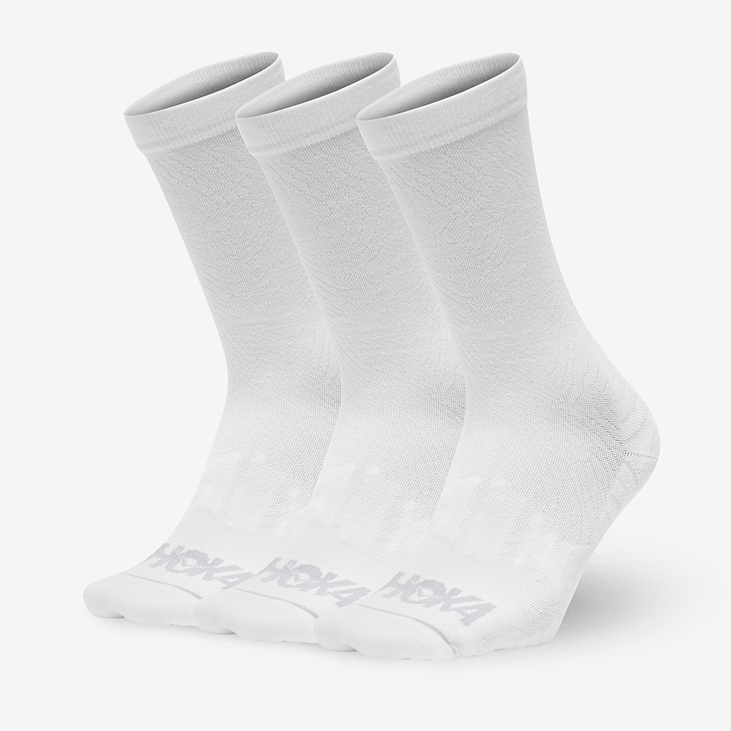 Hoka Crew Run 3 Pack Socks White