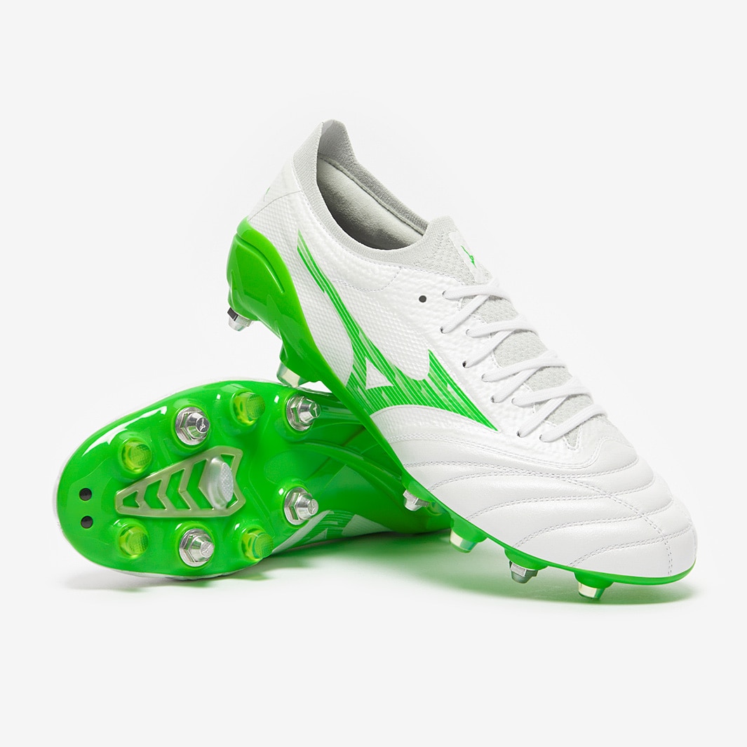 Mizuno Morelia Neo IV Beta Elite SG - White/Neon Green/Cool Gray