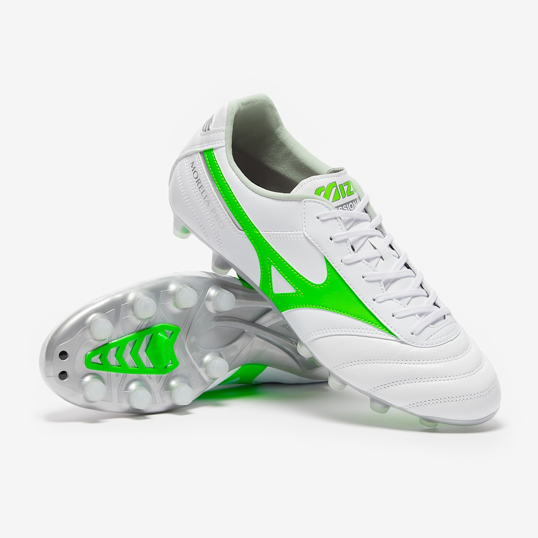 Mizuno Morelia II Pro FG - White/Neon Green/Galaxy Silver - Adult
