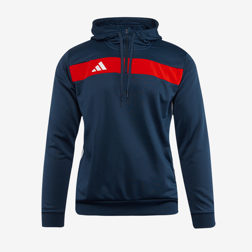 Adidas Junior Tiro 25 Essentials 1 4 Zip Sweat Hoodie Team Blue Red Navy