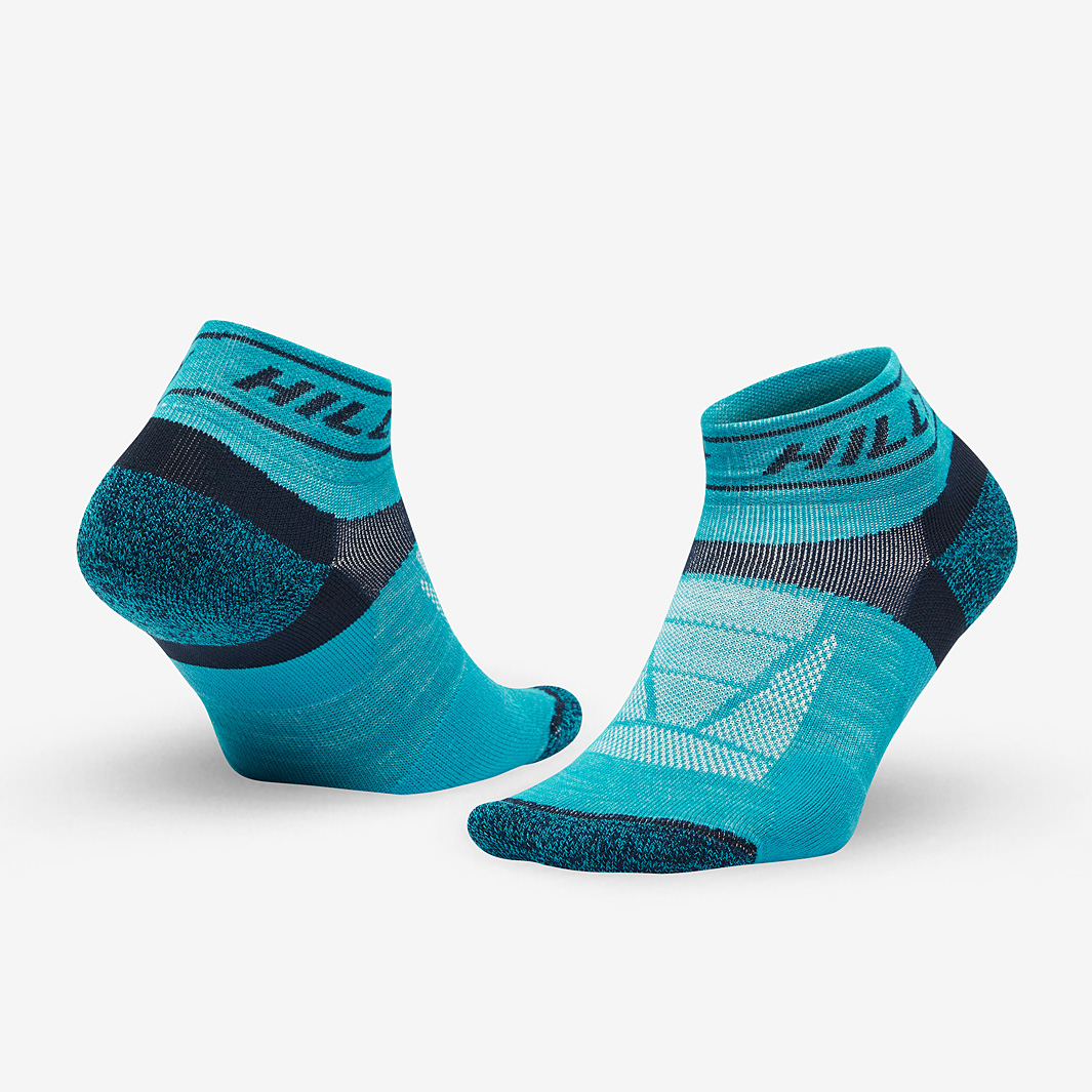 Hilly Trail Quarter Med Socks Turquoise Navy Blue