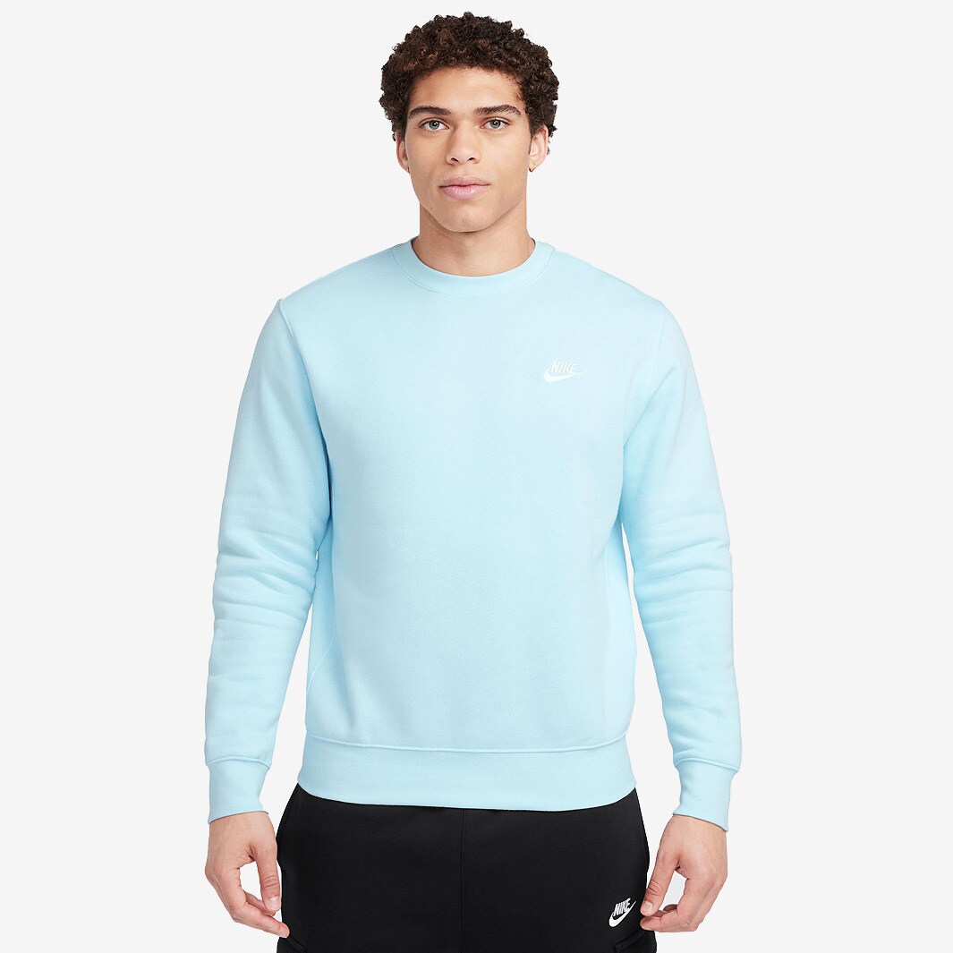 nike club crew neck sweat in pale blue