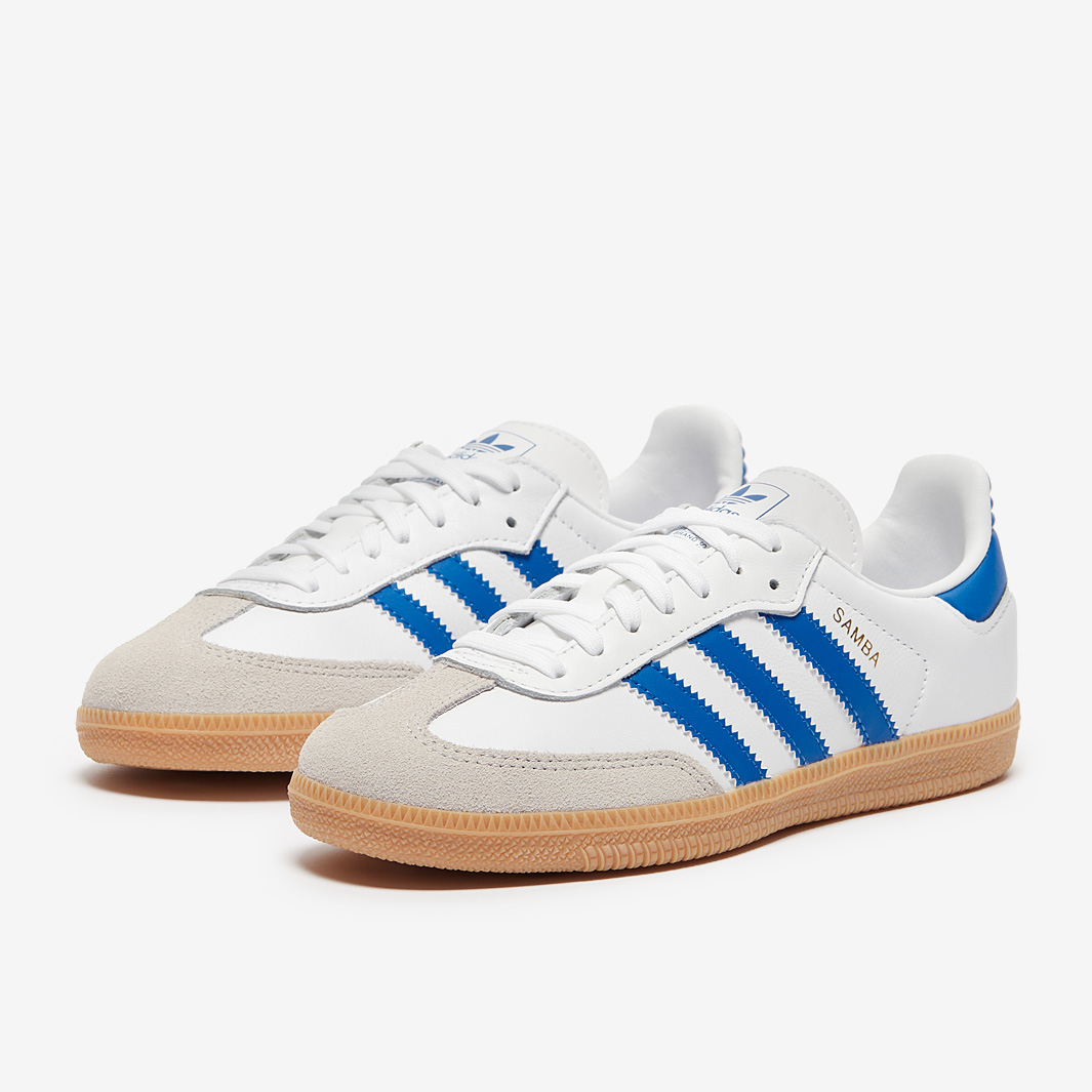 adidas Originals Younger Kids Samba OG (PS) - Ftw White/Blue/Gum - Trainers  - Boys Shoes | Pro:Direct Soccer