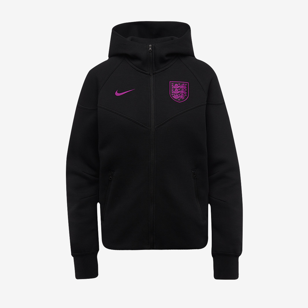 Nike England 2025 Womens Nsw Tech Fleece Windrunner Zip Hoodie Black