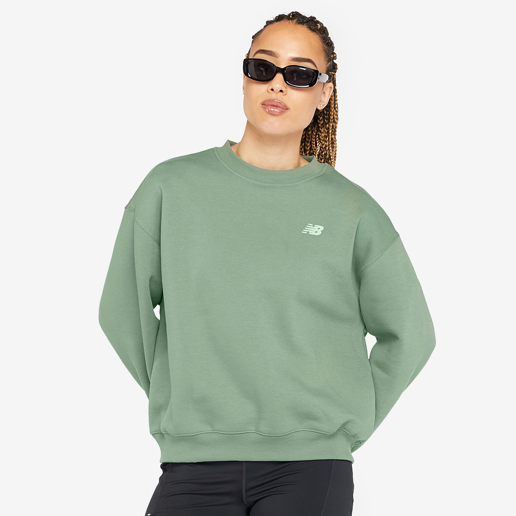 New Balance Womens Linear Heritage Sweatshirt Green