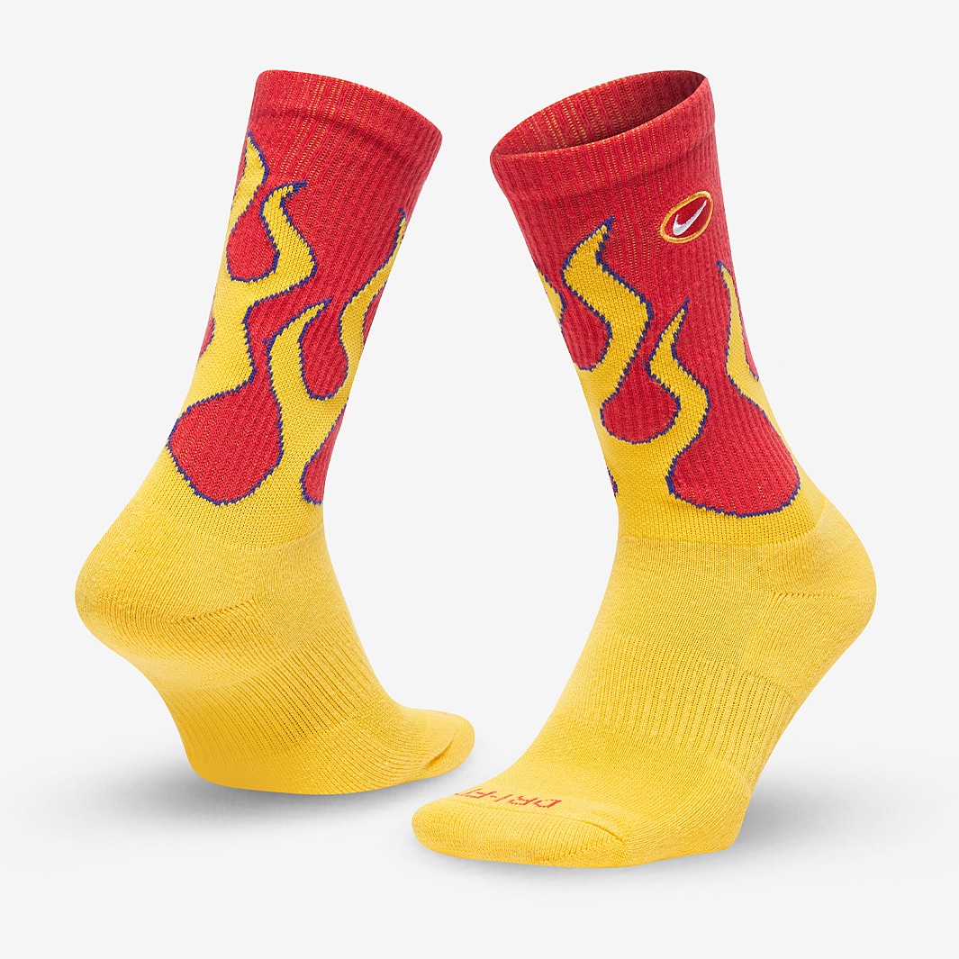 red and yellow nike socks