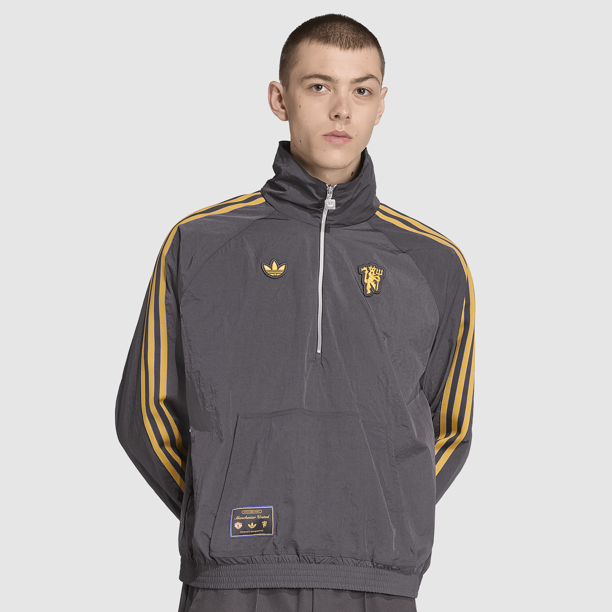 Adidas Originals Manchester United 25 26 Terrace Icon Half Zip Jacket Black