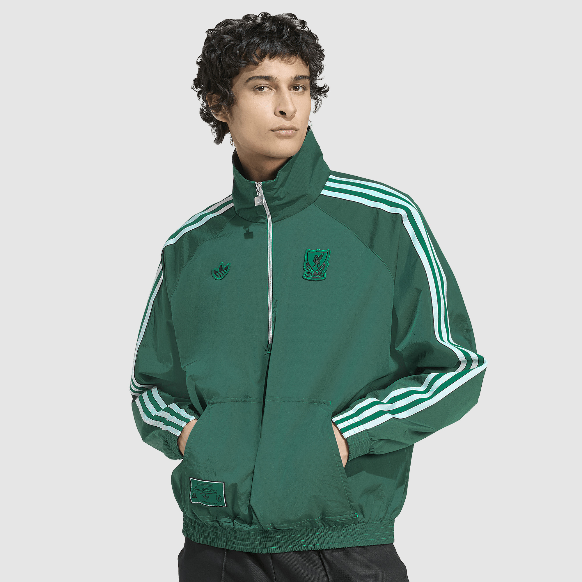 Adidas Originals Liverpool 25 26 Terrace Icon Half Zip Jacket Green