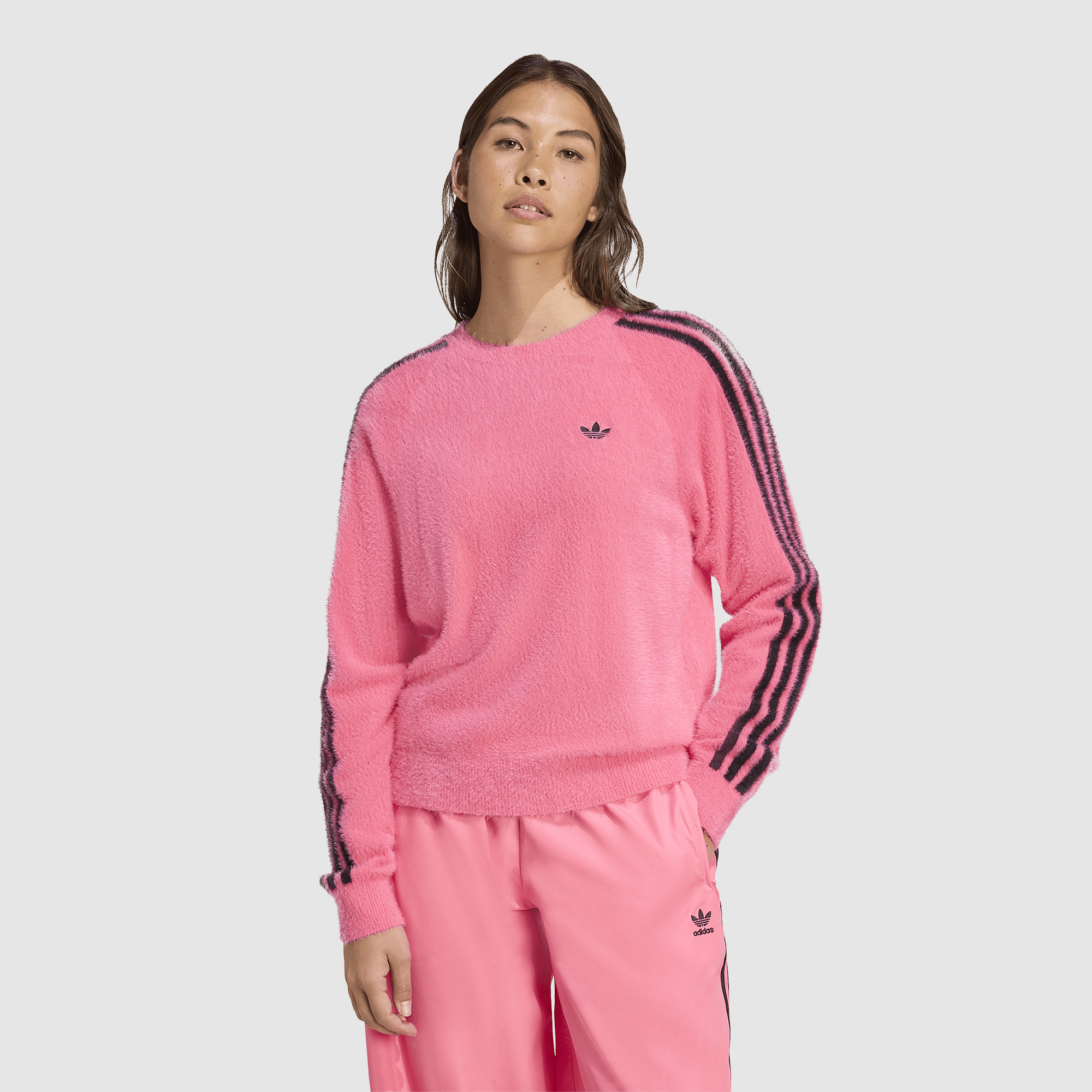 Adidas Originals Womens Adicolor Holiday Knit Sweatshirt Pink