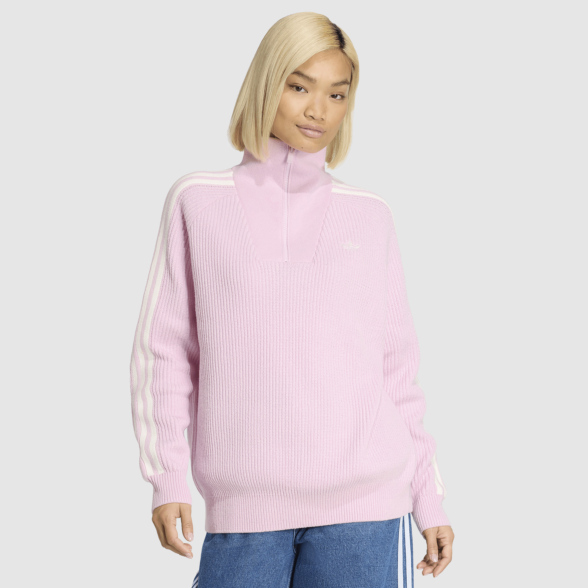 Adidas Originals Womens Funnel Neck Sweatshirt Clear Off White Pink
