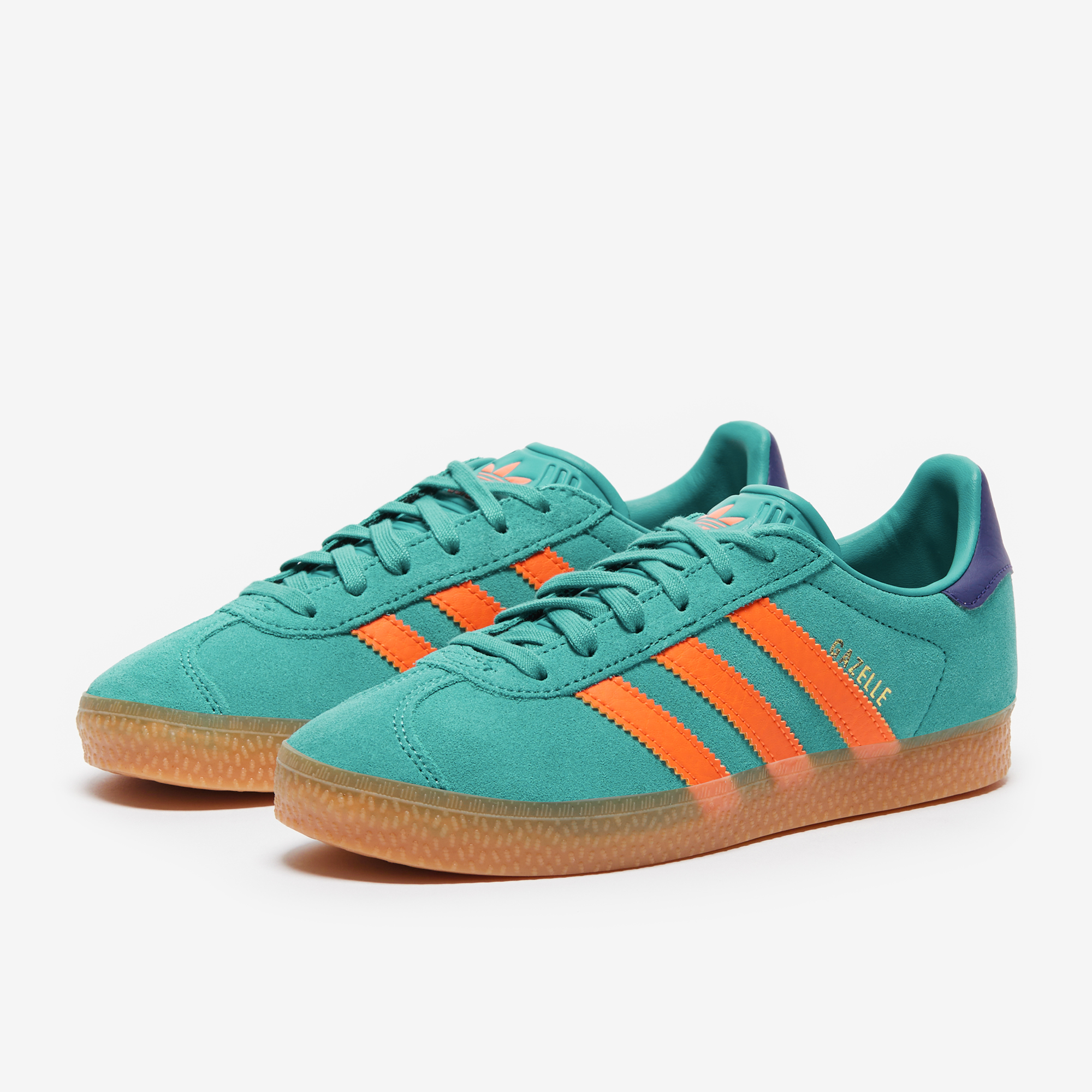 Adidas Originals Younger Kids Gazelle Ps Pure Teal Impact Orange Collegiate Purple Green