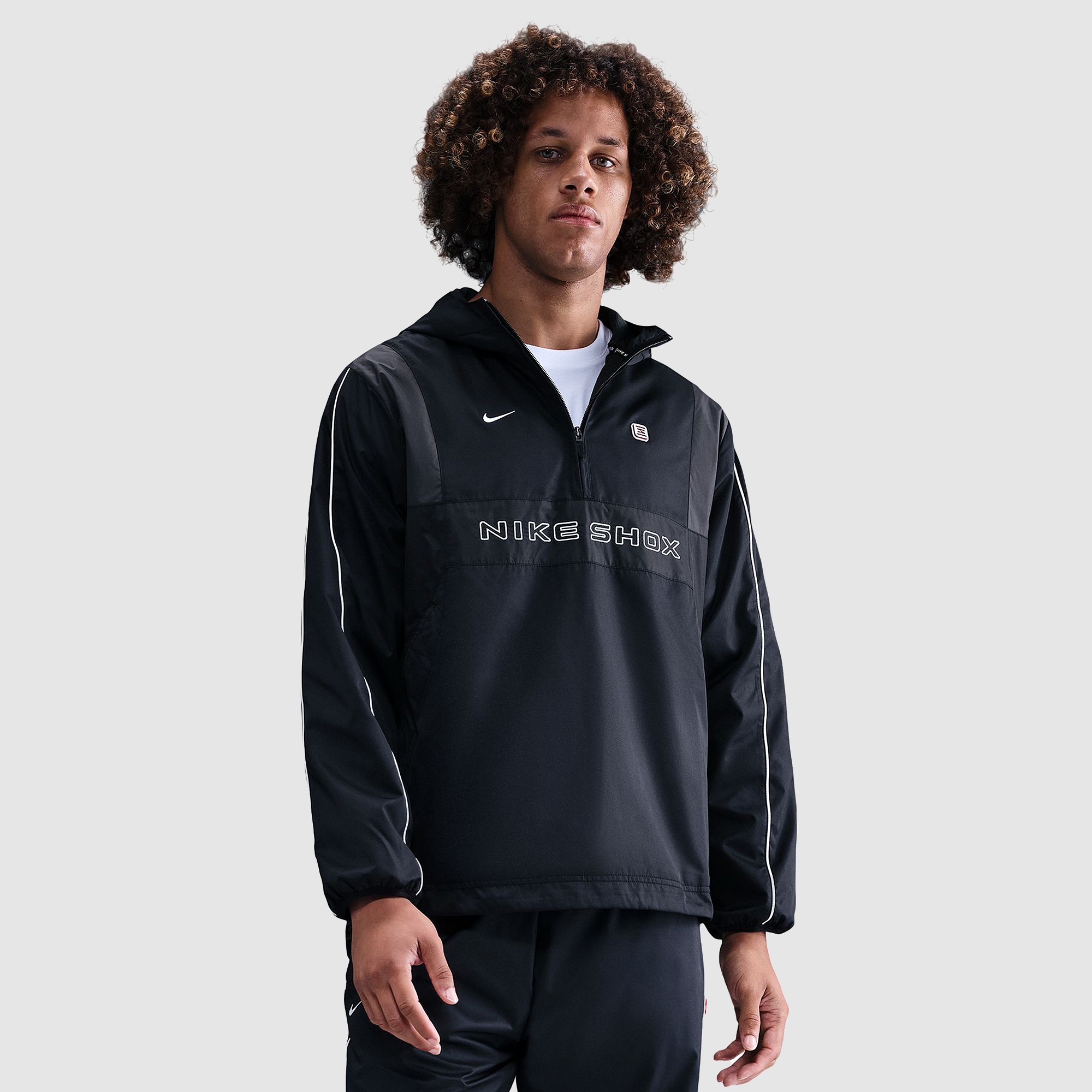 Nike Sportswear Shox 1 2 Zip Woven Hooded Jacket Black