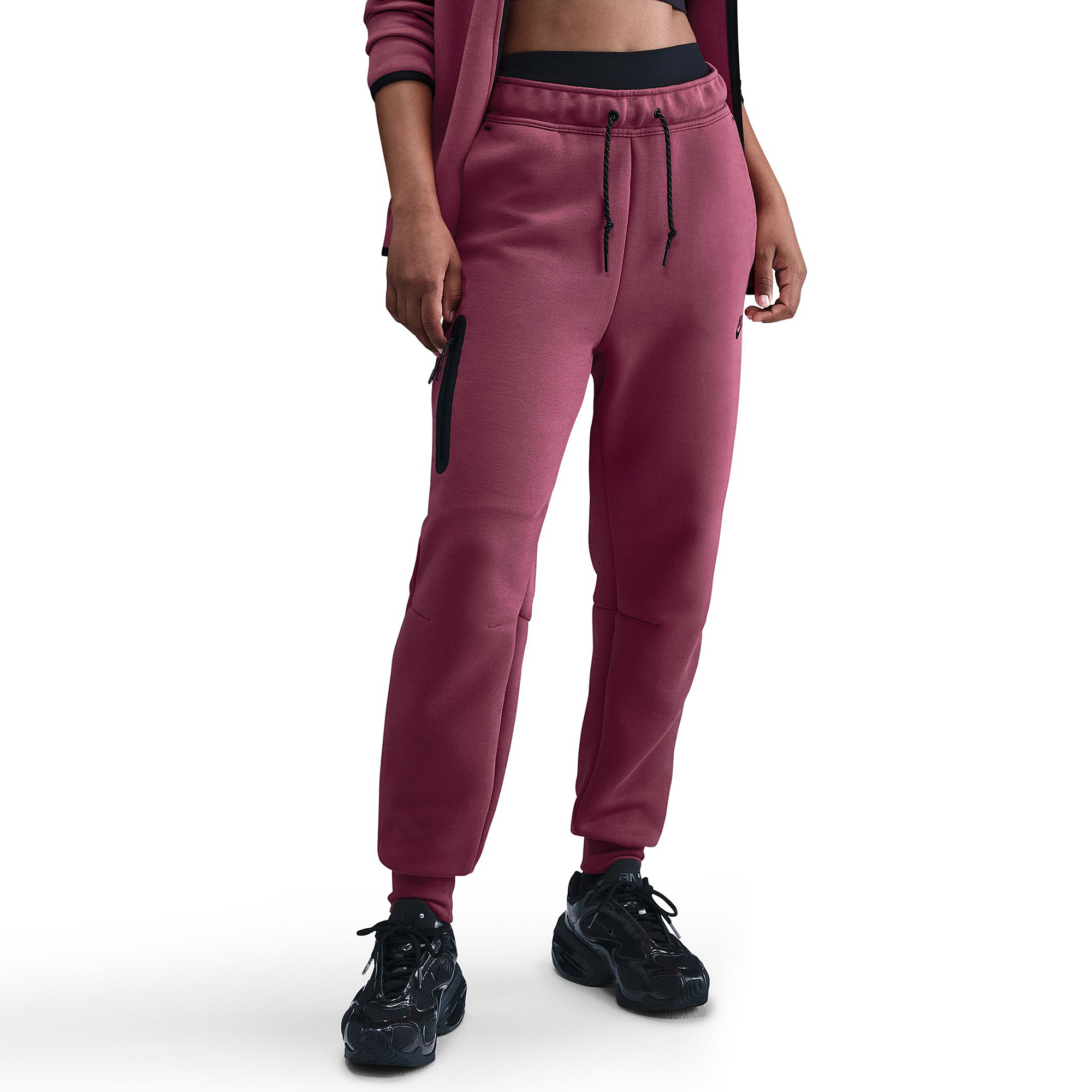 Nike Sportswear Womens Tech Fleece Mid Rise Joggers Red