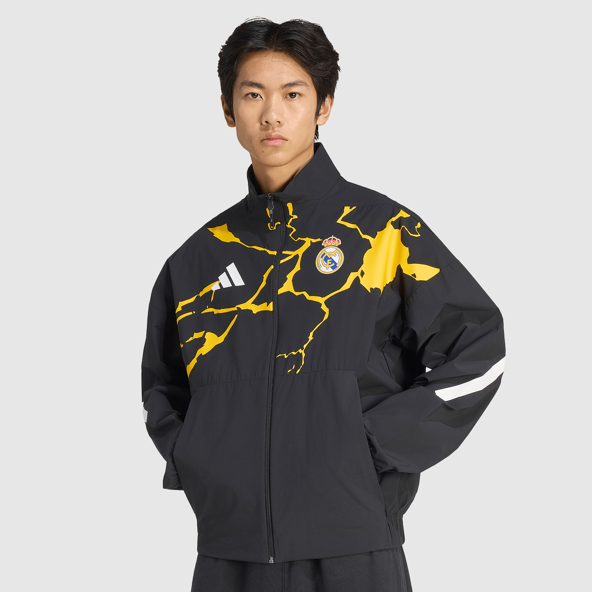 Adidas Real Madrid 25 26 X Marvel Anthem Jacket Black