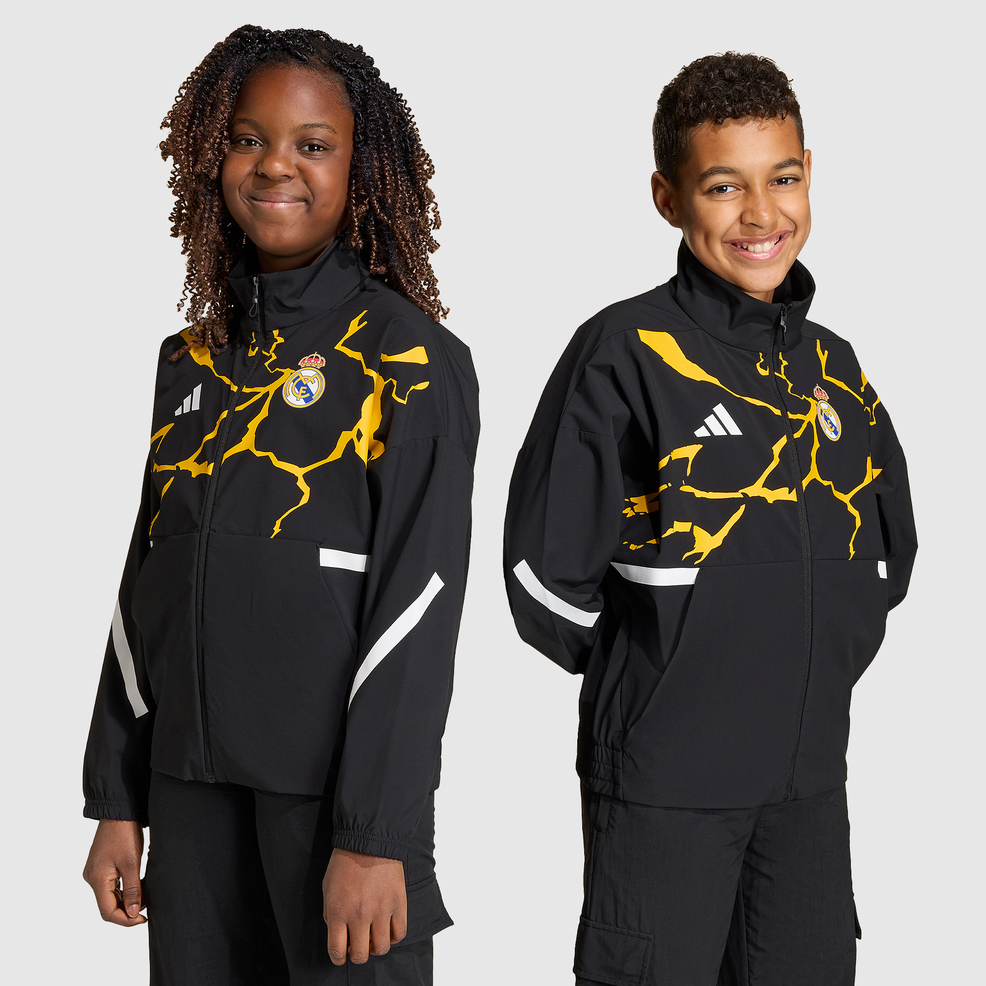 Adidas Real Madrid 25 26 X Marvel Kids Anthem Jacket Black