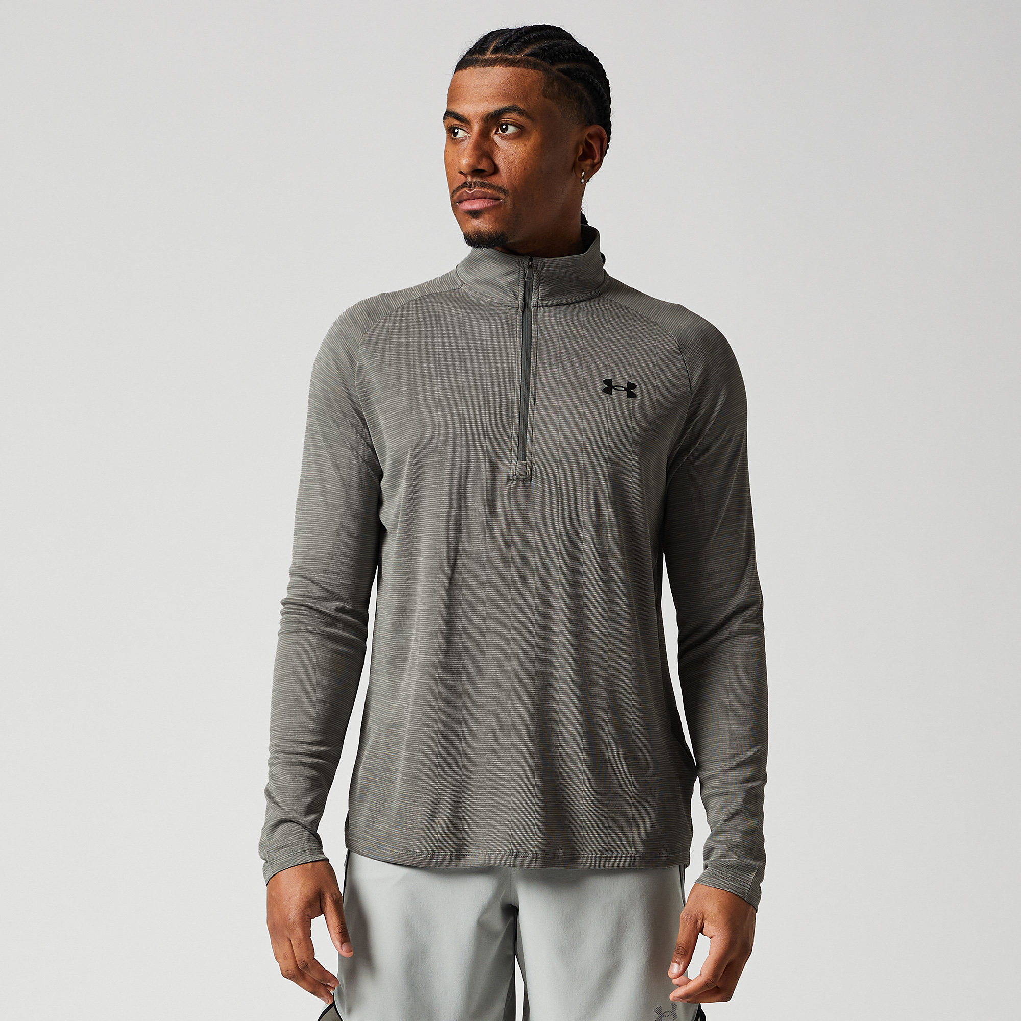 Under Armour Tech Textured 1 2 Zip Top Clay Black Green