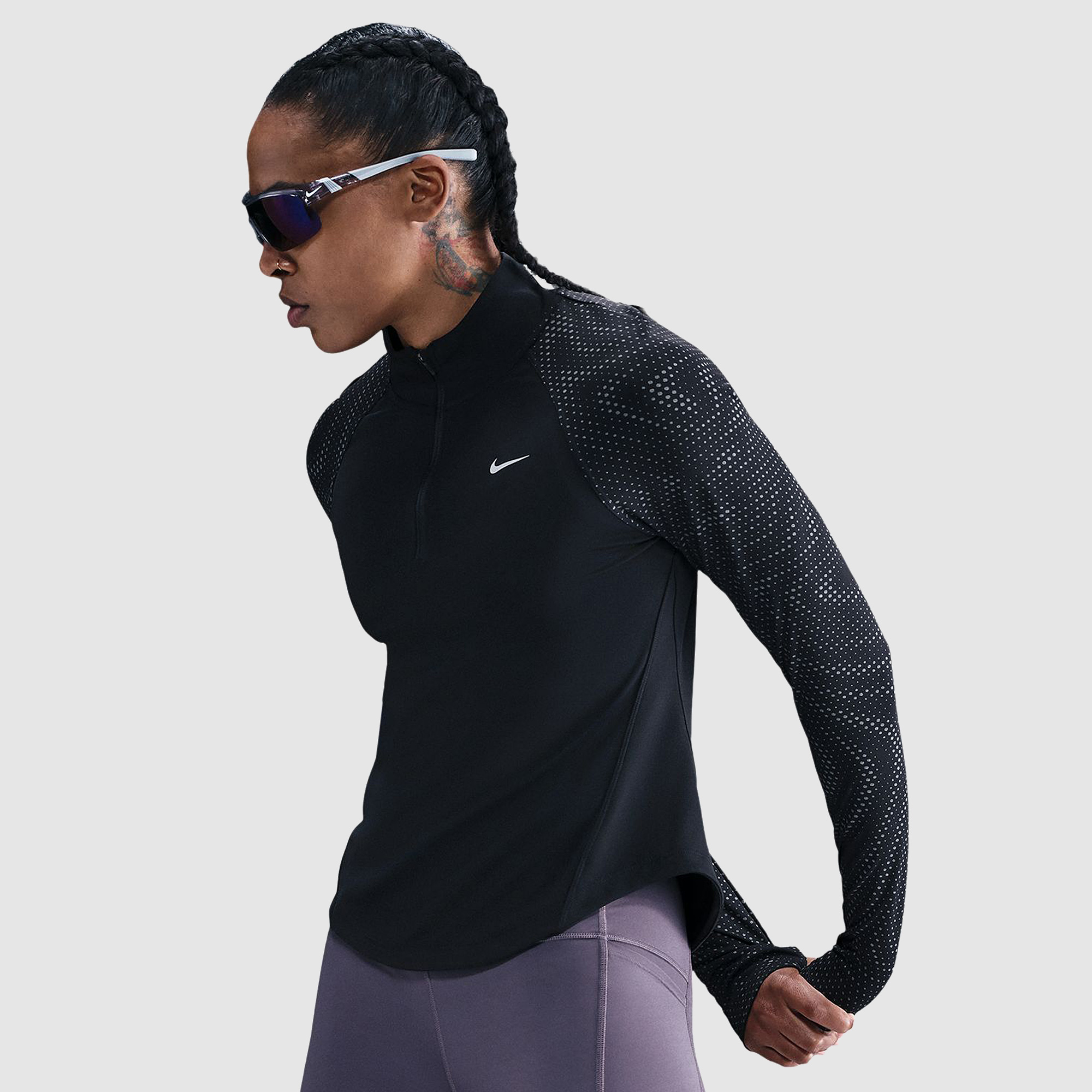 Nike Womens Dri Fit Tempo Reflective Long Sleeve Top Black