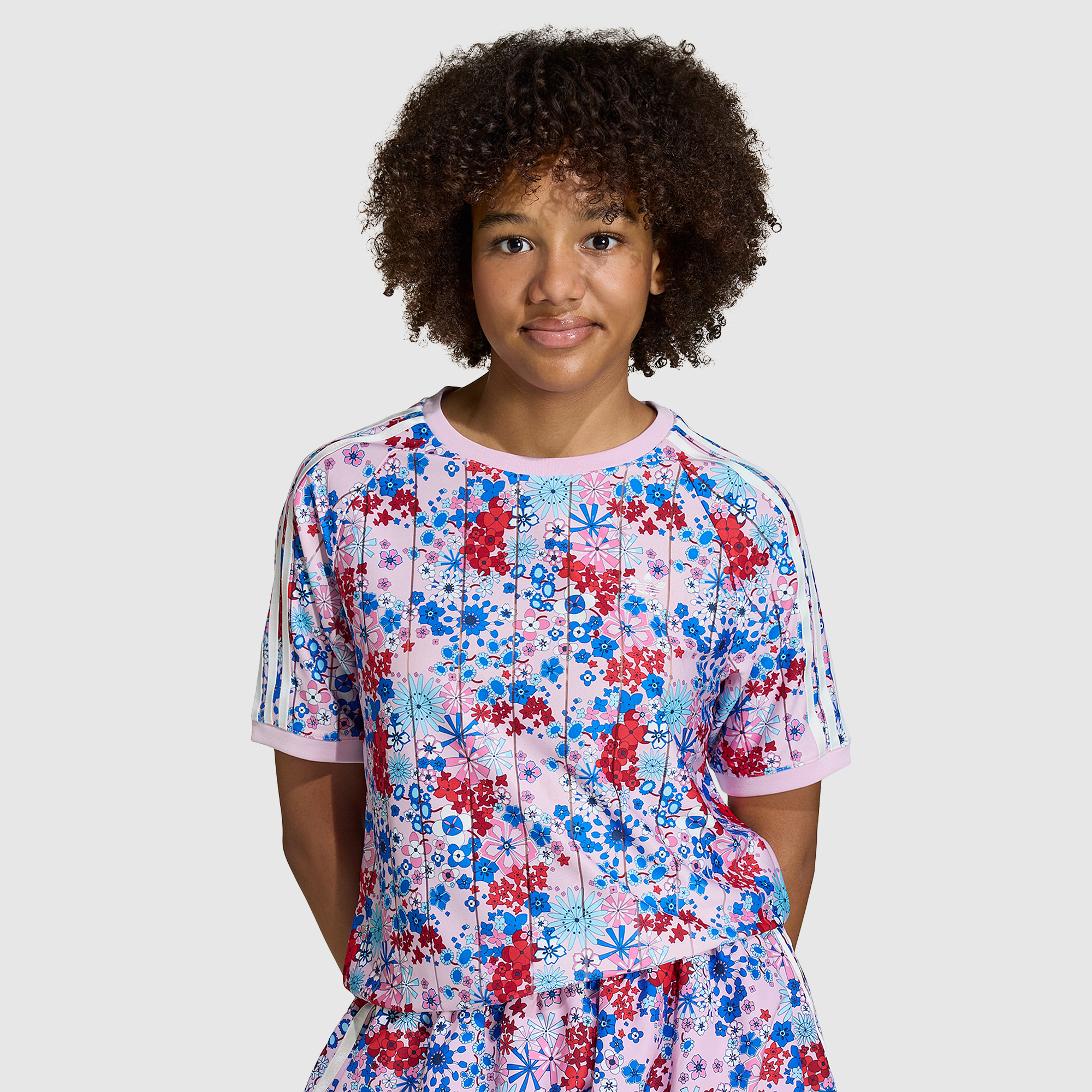Adidas Originals X Liberty London Older Kids T Shirt 7 16Y Pink