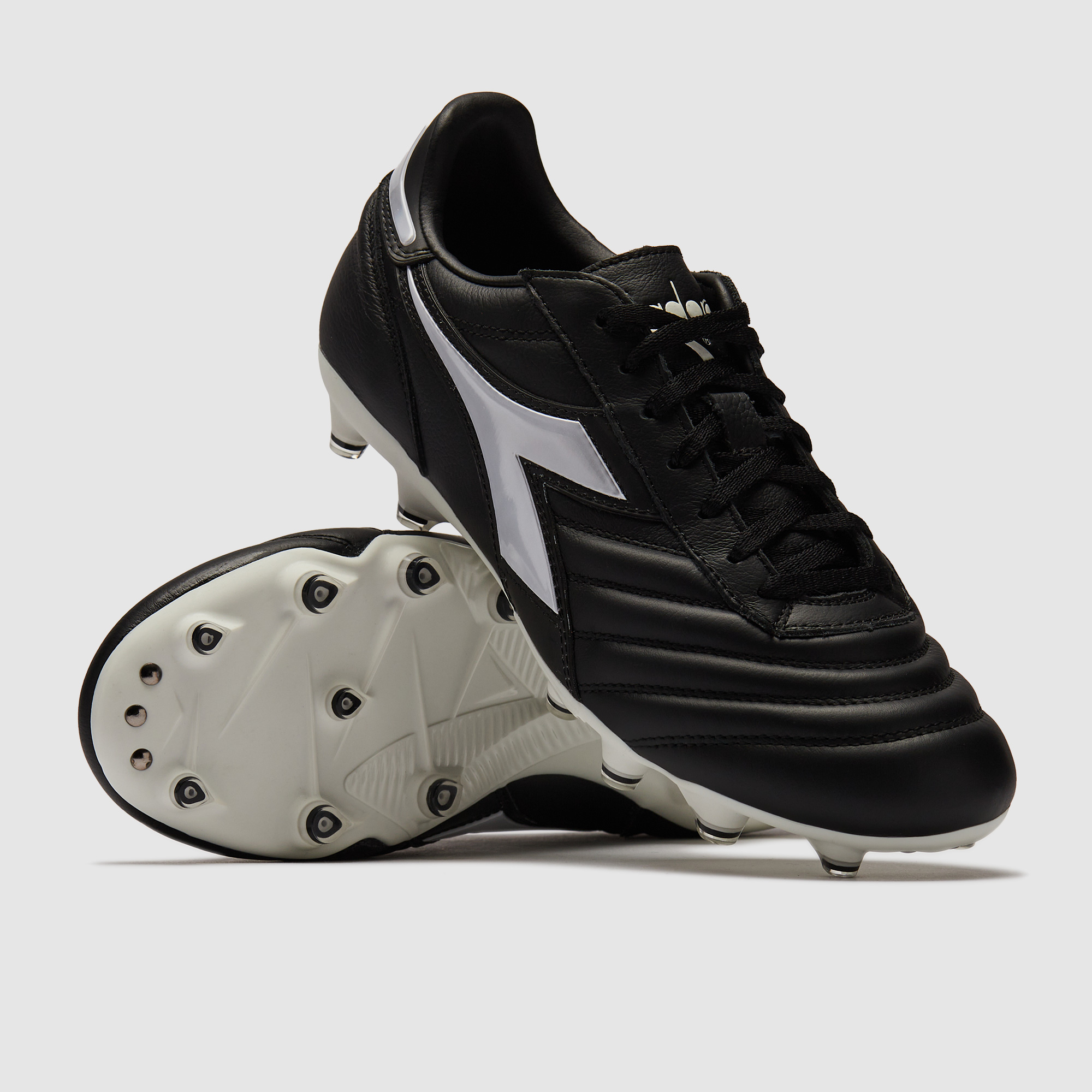 Diadora Brasil Classico FG - Blanc/Noir - Chaussures de Foot Homme
