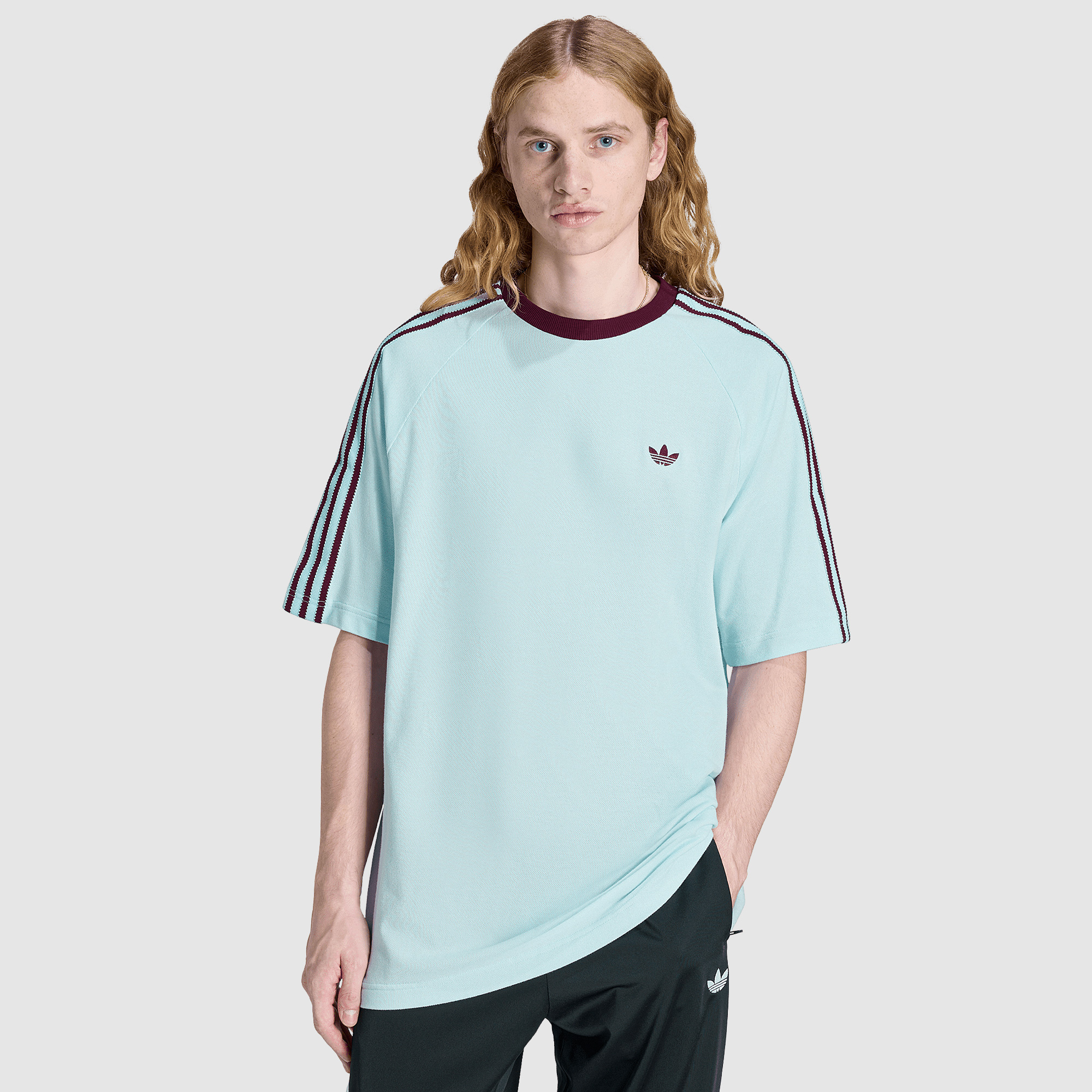 Adidas Originals Britcore Ringer T Shirt Crystal Sky Blue