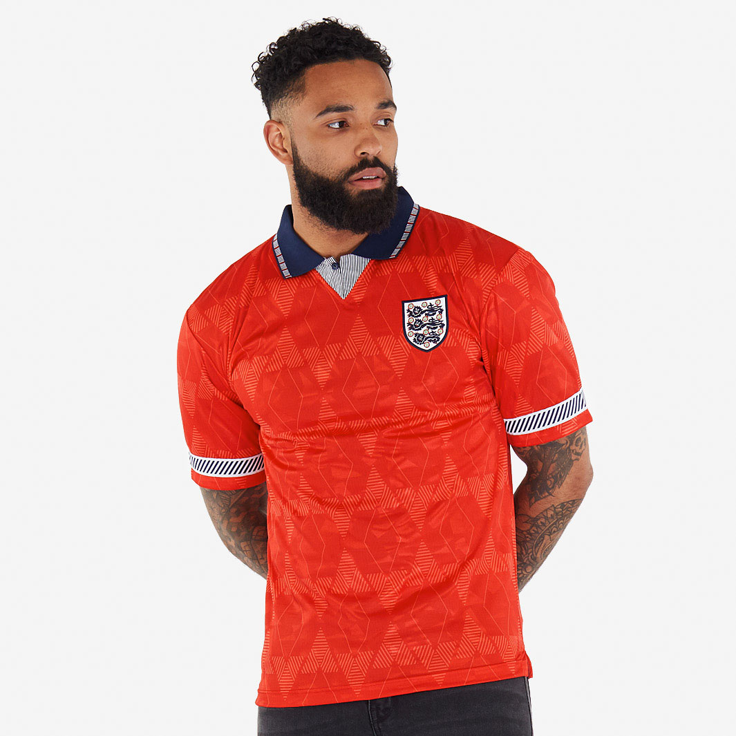 Score Draw Retro England 1990 World Cup Away Shirt Red