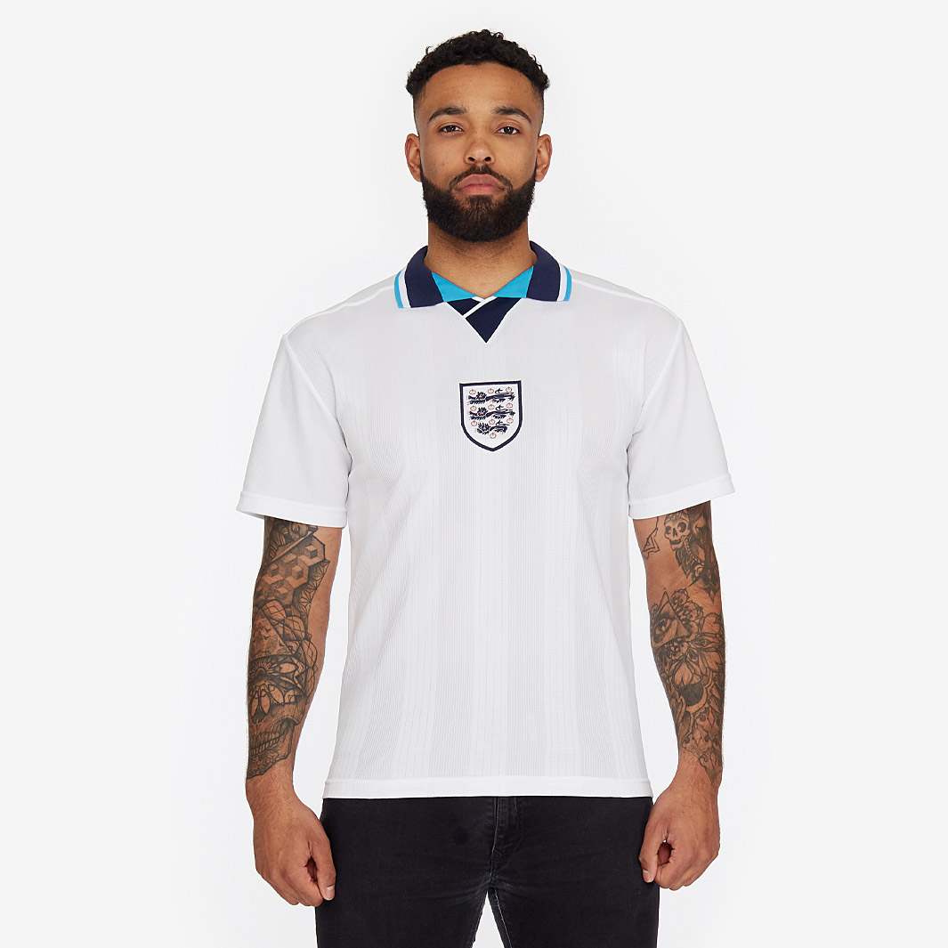 Score Draw Retro England 1996 European Championship Football Shirt Navy White Men's Large