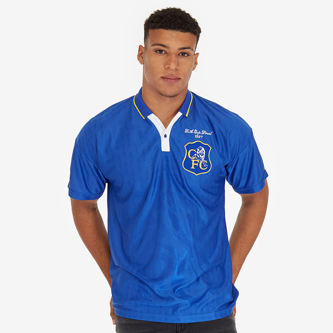 Score Draw Retro Chelsea 1997 Fa Cup Final Shirt Blue