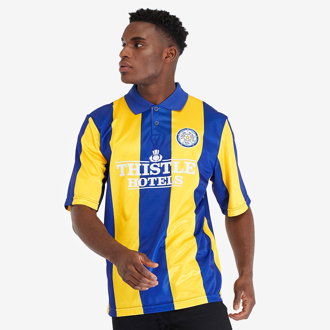 Score Draw Leeds United Fc 1994 Away Retro Football Shirt Yellow