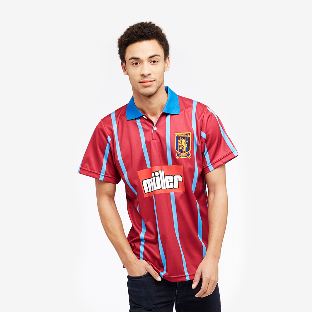 Score Draw Retro Aston Villa 1994 Home Shirt Red Men's Medium