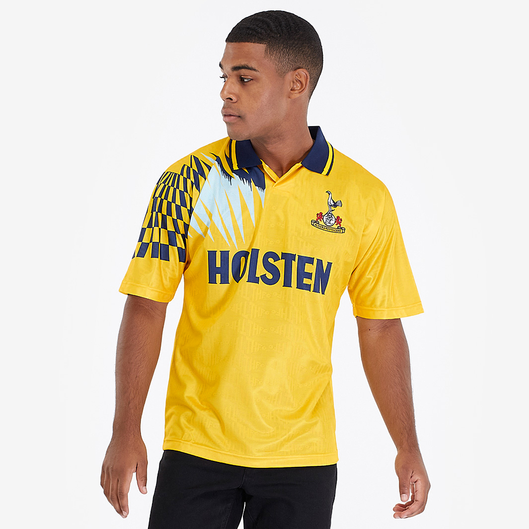 Score Draw Retro Tottenham Hotspur 1992 Away Shirt Yellow