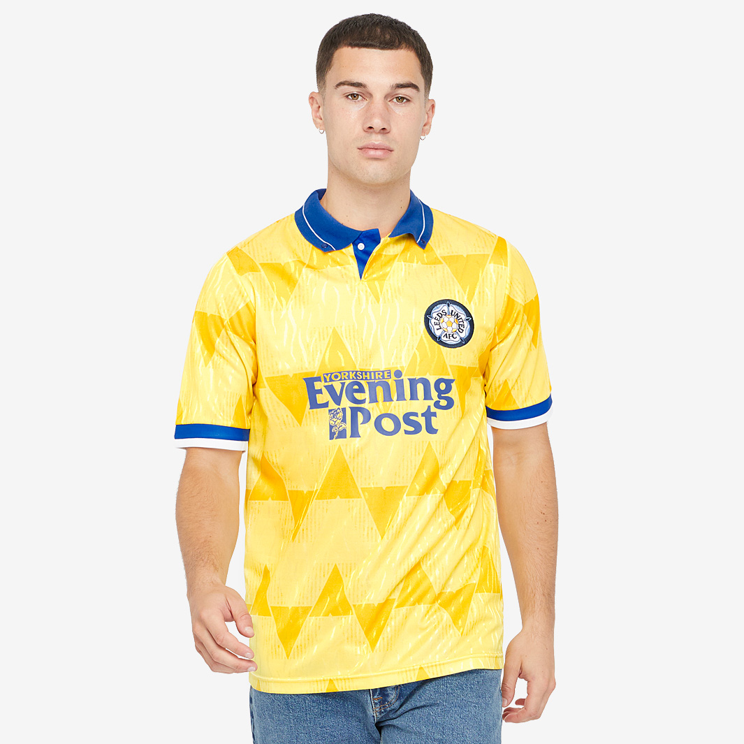 Score Draw Retro Leeds United 1992 Away Shirt Yellow Men's Medium