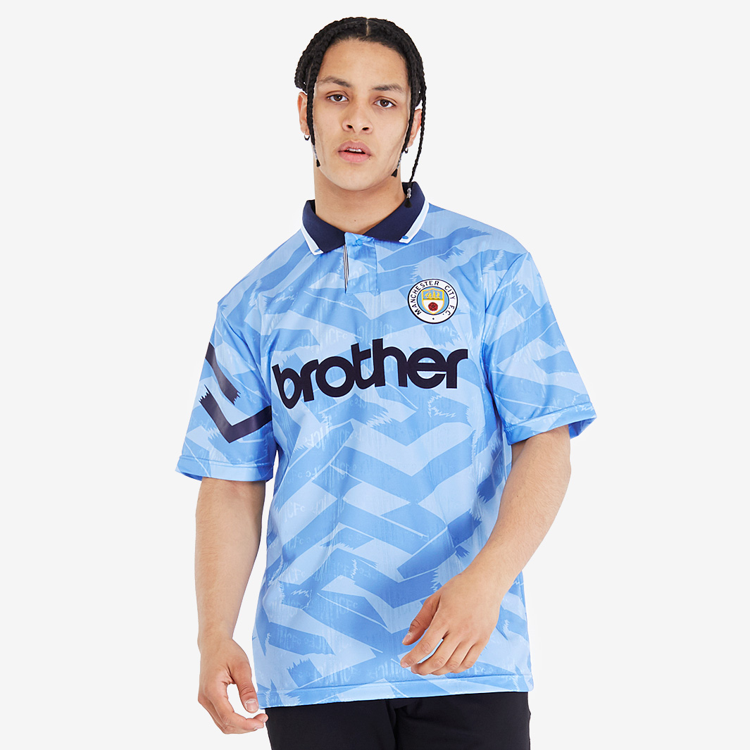 Score Draw Manchester City 1992 Home Shirt Blue