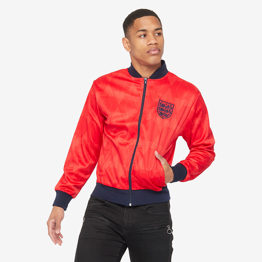 Score Draw Retro England 1990 Away Track Jacket Red