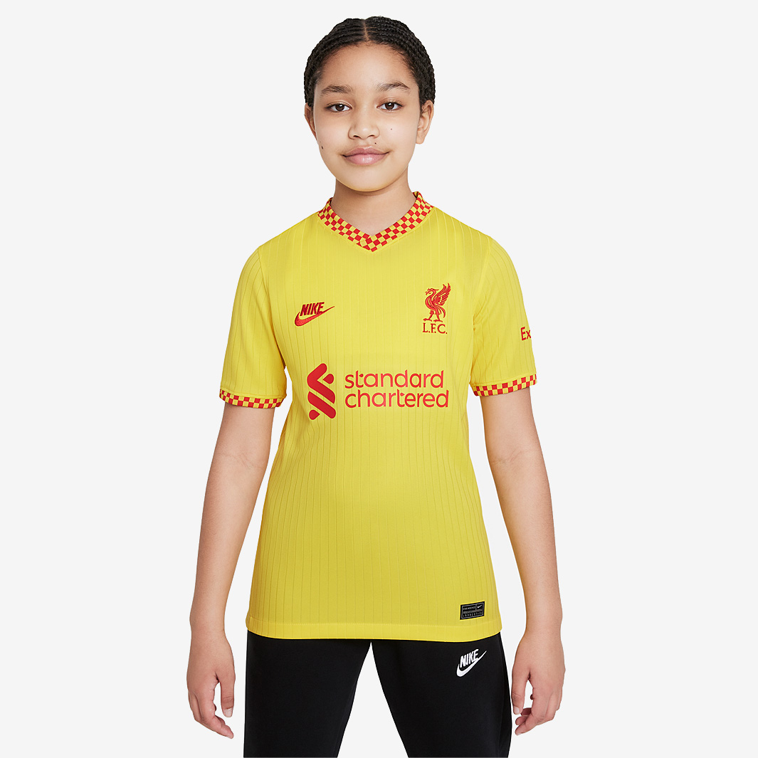 Nike Liverpool 21 22 Kids Third Stadium Ss Shirt Yellow