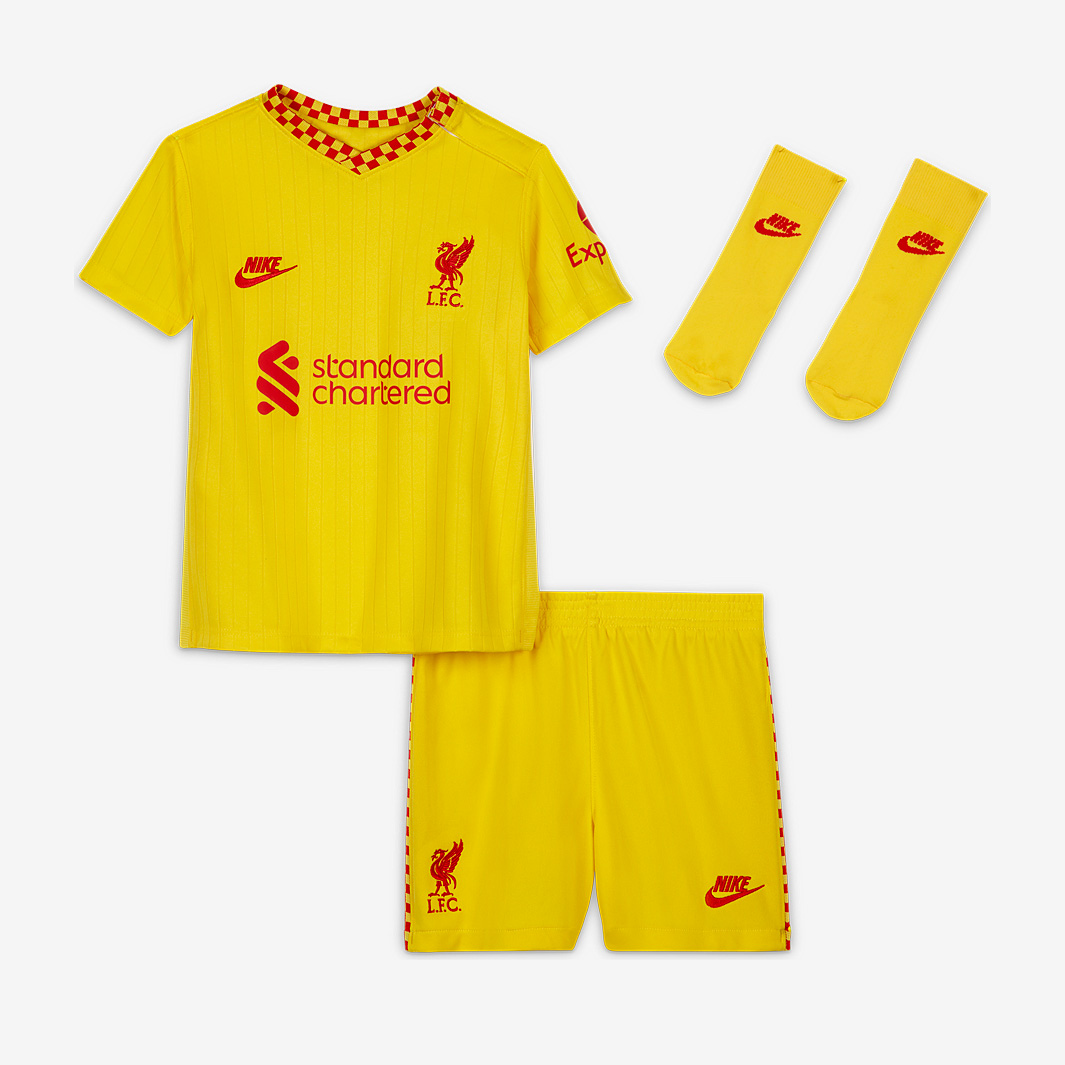 Nike Liverpool 21 22 Infants Third Kit Yellow