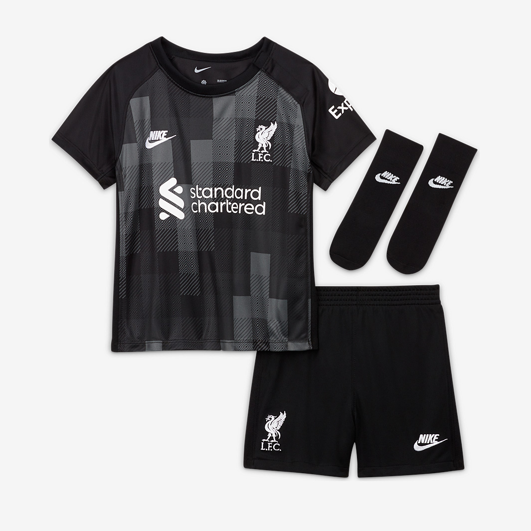Nike Liverpool 21 22 Infants Gk Kit Black