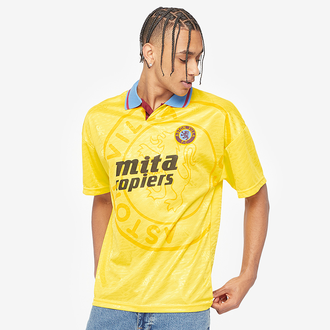 Score Draw Aston Villa 1990 Third Shirt Yellow