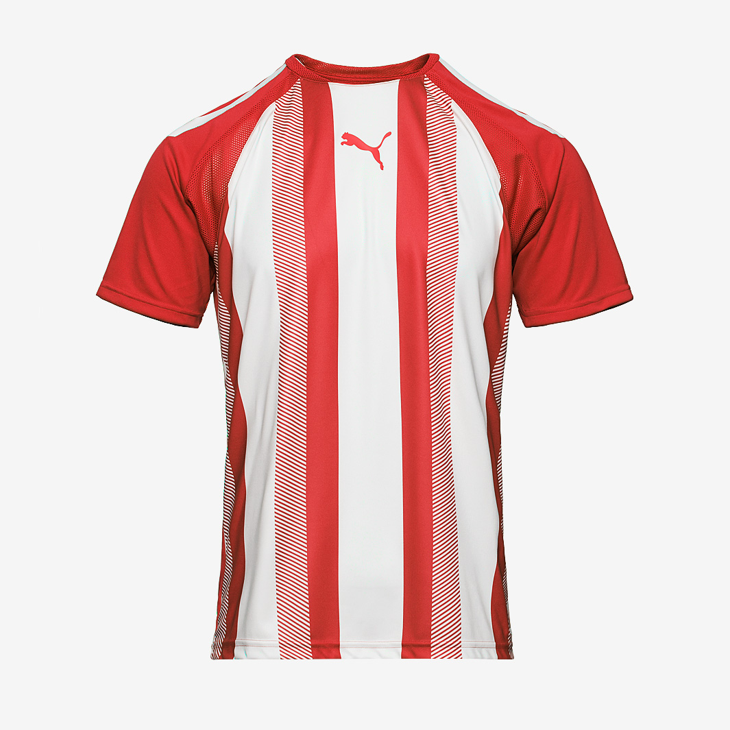 Puma Junior Teamliga Striped Ss Shirt Red