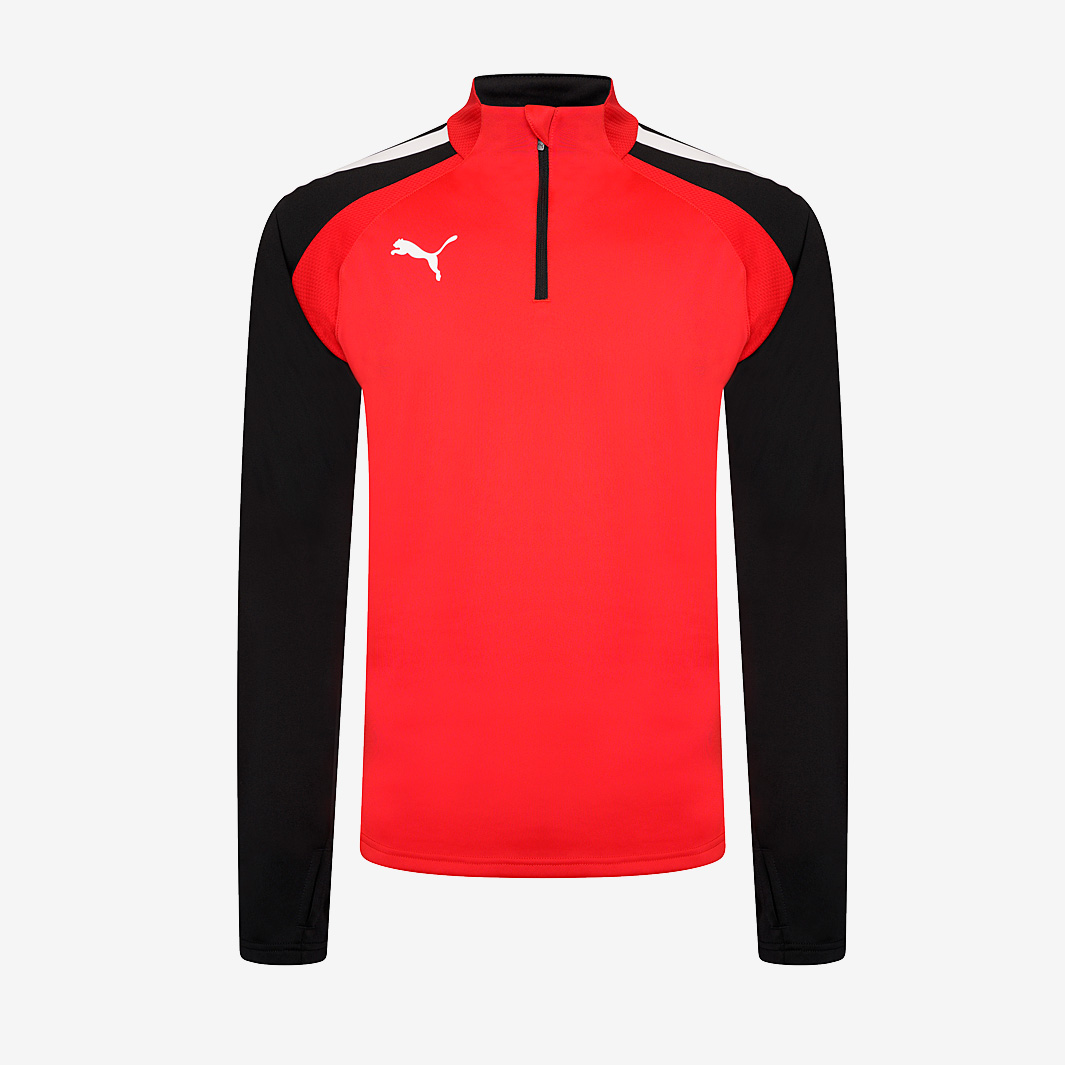 Puma Junior Teamliga 1 4 Zip Training Top Red